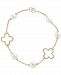 Pearl by Effy White Cultured Freshwater Pearl (6mm) Flower Bracelet in 14k Gold
