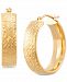 Small Weave Texture Wide Tube Hoop Earrings in 14k Gold