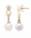 Cultured Freshwater Pearl (7mm) and Diamond Accent Earrings in 14k Yellow Gold