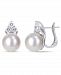 South Sea Cultured Pearl (11-12mm) and Diamond (1 ct. t. w. ) Cuff Earrings in 14k White Gold