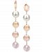 Multicolor Cultured Freshwater Pearl (10mm) Linear Drop Earrings in 14k Rose Gold-Plated Sterling Silver