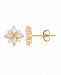 Cubic Zirconia Flower Cluster Stud Earrings in 14k Yellow Gold