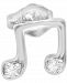Diamond Accent Musical Note Single Stud Earring in 14k White Gold