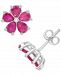 Lab-Created Ruby (3-1/8 ct. t. w. ) & Diamond Accent Flower Stud Earrings in Sterling Silver
