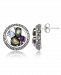 Marcasite, Amethyst (3/8 ct. t. w. ) , Abalone (1-1/2 ct. t. w. ) and Blue topaz (5/8 ct. t. w. ) Round Post Earrings in Sterling Silver