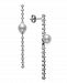 Belle de Mer Cultured Freshwater Button Pearl (6mm) & Cubic Zirconia Linear Drop Earrings in Sterling Silver, Created for Macy's