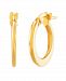 Polished Flat Round Hoop Earrings in 10K Yellow Gold