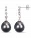 Tahitian Cultured Pearl (10-10.5mm) and Diamond (1/6 ct. t. w. ) Dangle Earrings in 14k White Gold