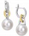 Cultured Freshwater Pearl (11mm) & Diamond (1/10 ct. t. w. ) Huggie Hoop Earrings in 14k Gold & White Gold