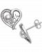 Belle de Mer Cultured Freshwater Button Pearl (4mm) & Cubic Zirconia Mom Heart Stud Earrings in Sterling Silver