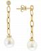 Effy Cultured Freshwater Pearl (8mm) & Diamond (1/6 ct. t. w. ) Link Drop Earrings in 14k Gold