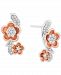 Enchanted Disney Fine Jewelry Diamond Mulan Flower Stud Earrings (1/4 ct. t. w. ) in Sterling Silver & 14k Rose Gold