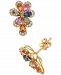 Effy Multi-Sapphire (2-1/2 ct. t. w. ) & Diamond (1/5 ct. t. w. ) Flower Stud Earrings in 14k Gold