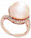 Honora Pink Cultured Freshwater Ming Pearl (13mm) & Diamond (1/4 ct. t. w. ) Ring in 14k Rose Gold