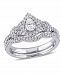 Certified Diamond (7/8 ct. t. w. ) Pear-Shape Halo Split Shank Bridal Set in 14k White Gold