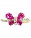 Effy Pink Sapphire (1-3/8 ct. t. w. ) & Diamond (1/5 ct. t. w. ) Butterfly Ring in 14k Gold