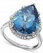Effy London Blue Topaz (9-1/10 ct. t. w. ) & Diamond (1/3 ct. t. w. ) Pear Statement Ring in 14k White Gold