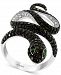Effy Diamond (1-5/8 ct. t. w. ) & Emerald Accent Snake Ring in 14k White Gold