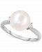 Cultured Freshwater Pearl (9 mm) & Diamond Accent Ring in 14k White Gold