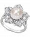 Cultured Freshwater Pearl (8-1/2mm) & Lab-Created White Sapphire (1-1/3 ct. t. w. ) Flower Ring in Sterling Silver