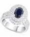 Sapphire (1-5/8 ct. t. w. ) & Diamond (1-1/4 ct. t. w. ) Oval Double Halo Ring in 14k White Gold