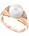 Cultured Freshwater Pearl (9-1/2mm ) & Diamond (1/8 ct. t. w. ) Ring in 14k Rose Gold