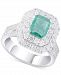Emerald (1-1/10 ct. t. w. ) & Diamond (1-1/4 ct. t. w. ) Double Halo Ring in 14k White Gold
