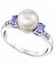 Cultured Freshwater Pearl (7mm), Tanzanite (3/8 ct. t. w) & Diamond Accent Ring in 14k White Gold
