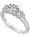 Diamond Three Stone Halo Engagement Ring (1/2 ct. t. w. ) in 14k White Gold