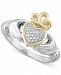 Diamond Pave Claddagh Ring (1/8 ct. t. w. ) in Sterling Silver & 14k Gold-Plate