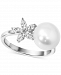 Cultured Freshwater Pearl (9mm) & Cubic Zirconia Flower Ring in Sterling Silver