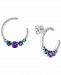 Multi-Gemstone (1-1/5 ct. t. w. ) & Diamond (1/4 ct. t. w. ) Spiral Hoop Earrings in 14k White Gold