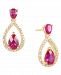 Ruby (1-1/5 ct. t. w. ) & Diamond (1/20 ct. t. w. ) Openwork Teardrop Drop Earrings in 14k Gold-Plated Sterling Silver