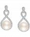 Cultured Freshwater Pearl (11mm) & White Zircon (1-7/8 ct. t. w. ) Infinity Drop Earrings in Sterling Silver