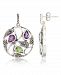 Marcasite and Amethyst(1 ct. t. w. ) and Peridot ( 2 ct. t. w. ) Paisley Round Post Earrings in Sterling Silver