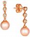 Le Vian Strawberry Pearl (6mm) & Nude Diamond (1/6 ct. t. w. ) Drop Earrings in 14k Rose Gold