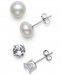 Giani Bernini 2-Pc. Set Cultured Freshwater Pearl (7-8mm) & Cubic Zirconia Stud Earrings in Sterling Silver, Created for Macy's