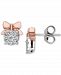Enchanted Disney Fine Jewelry Diamond Cinderella Bow Stud Earrings (1/5 ct. t. w. ) in Sterling Silver & 14k Rose Gold-Plate