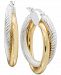 Two-Tone Textured Overlapped Hoop Earrings in Sterling Silver and 14k Gold-Plate