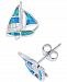 Lab-Created Blue Opal Sailboat Stud Earrings in Sterling Silver