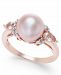 Pink Cultured Freshwater Pearl (9mm), Morganite (3/8 ct. t. w. ) and Diamond Accent Ring in 14k Rose Gold