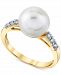 Cultured Freshwater Pearl (9-1/2mm ) & Diamond (1/8 ct. t. w. ) Ring in 14k Gold