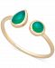 Green Agate Cuff Ring in 14k Gold-Plated Sterling Silver