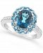 London Blue Topaz (3-1/5 ct. t. w. ), Swiss Blue Topaz (1-1/4 ct. t. w. ) and Diamond (1/10 ct. t. w. ) Ring in Sterling Silver