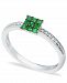Emerald (1/5 ct. t. w. ) and Diamond (1/20 ct. t. w. ) Stackable Ring in Sterling Silver