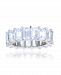 White Emerald Cut Cubic Zirconia Eternity Band in Rhodium Plated Sterling Silver