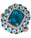 Le Vian Blue Topaz (6-3/8 ct. t. w. ) & Nude Diamond (3/8 ct. t. w. ) Statement Ring in 14k Rose Gold