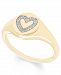 Diamond (1/16 ct. t. w. ) Heart Signet Pendant in 14k Yellow or Rose Gold