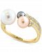Effy Multicolor Cultured Freshwater Pearl (4-8mm) & Diamond (1/4 ct. t. w. ) Cuff Ring in 14k Gold