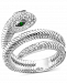 Effy Diamond (1/8 ct. t. w. ) & Tsavorite Accent Snake Ring in Sterling Silver